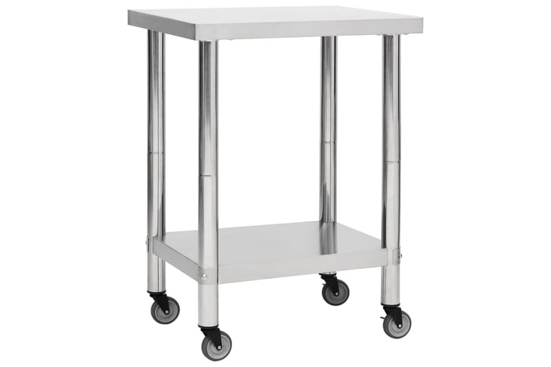 arbejdsbord med hjul til køkken 80x45x85 cm rustfrit stål - Garageinteriør & garageopbevaring - Arbejdsbænk