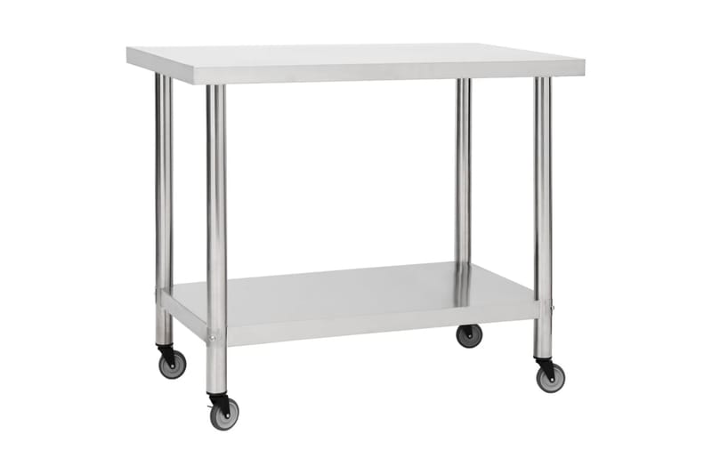 arbejdsbord med hjul til køkken 80x60x85 cm rustfrit stål - Garageinteriør & garageopbevaring - Arbejdsbænk