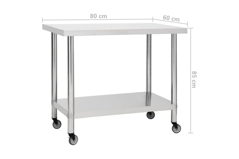 arbejdsbord med hjul til køkken 80x60x85 cm rustfrit stål - Hus & renovering - Garage & værksted - Garageinteriør & garageopbevaring