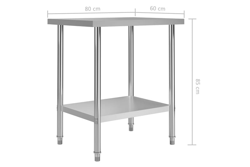 arbejdsbord til køkken 80x60x85 cm rustfrit stål - Garageinteriør & garageopbevaring - Arbejdsbænk