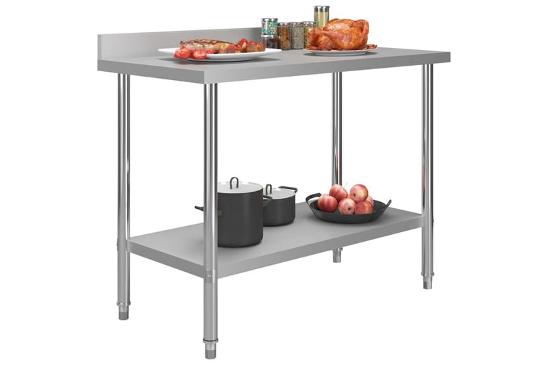 arbejdsbord til køkken m. stænkplade 120x60x93 cm rustfrit s - Hus & renovering - Garage & værksted - Garageinteriør & garageopbevaring