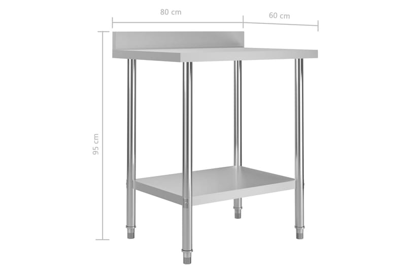 arbejdsbord til køkken m. stænkplade 80x60x93 cm rustfrit st - Garageinteriør & garageopbevaring - Arbejdsbænk