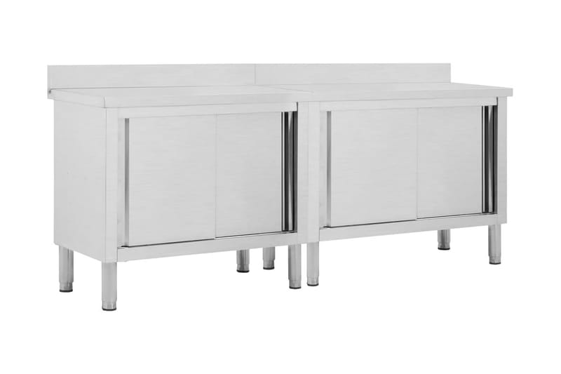 Arbejdsborde Med Skydedøre 2 Stk. 200x50x95 cm Rustfrit Stål - Hus & renovering - Garage & værksted - Garageinteriør & garageopbevaring