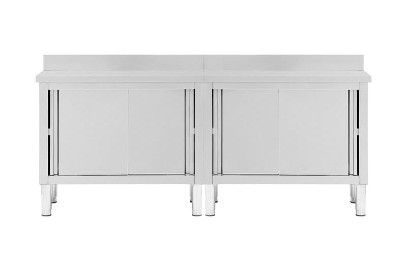 Arbejdsborde Med Skydedøre 2 Stk. 200x50x95 cm Rustfrit Stål - Hus & renovering - Garage & værksted - Garageinteriør & garageopbevaring