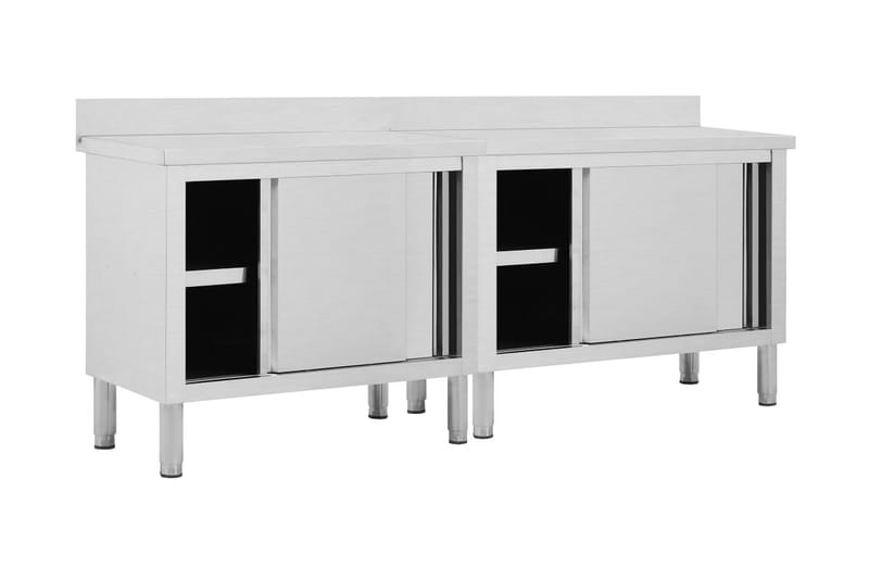 Arbejdsborde Med Skydedøre 2 Stk. 200x50x95 cm Rustfrit Stål - Hus & renovering - Garage & værksted - Garageinteriør & garageopbevaring