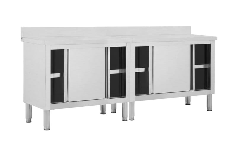 Arbejdsborde Med Skydedøre 2 Stk. 200x50x95 cm Rustfrit Stål - Hus & renovering - Garage & værksted - Garageinteriør & garageopbevaring