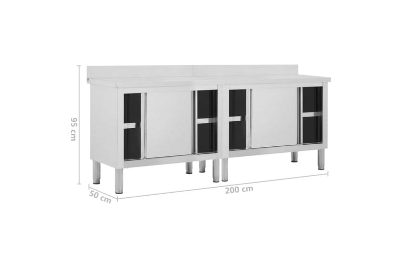 Arbejdsborde Med Skydedøre 2 Stk. 200x50x95 cm Rustfrit Stål - Hus & renovering - Garage & værksted - Garageinteriør & garageopbevaring
