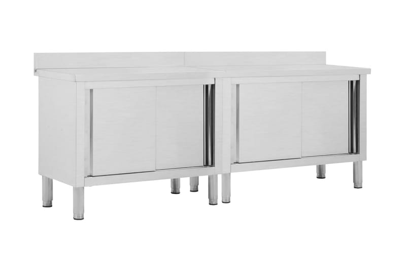 Arbejdsborde Med Skydedøre 2 Stk. 240x50x95 cm Rustfrit Stål - Hus & renovering - Garage & værksted - Garageinteriør & garageopbevaring