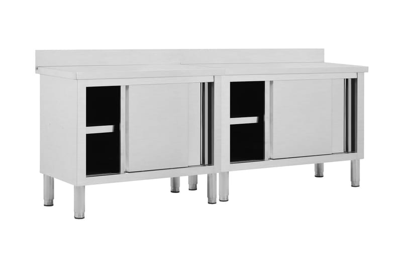 Arbejdsborde Med Skydedøre 2 Stk. 240x50x95 cm Rustfrit Stål - Hus & renovering - Garage & værksted - Garageinteriør & garageopbevaring