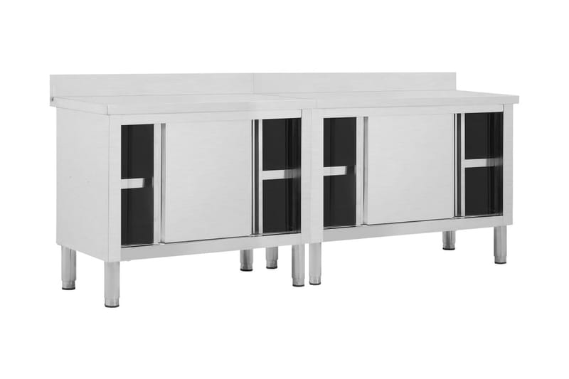 Arbejdsborde Med Skydedøre 2 Stk. 240x50x95 cm Rustfrit Stål - Hus & renovering - Garage & værksted - Garageinteriør & garageopbevaring