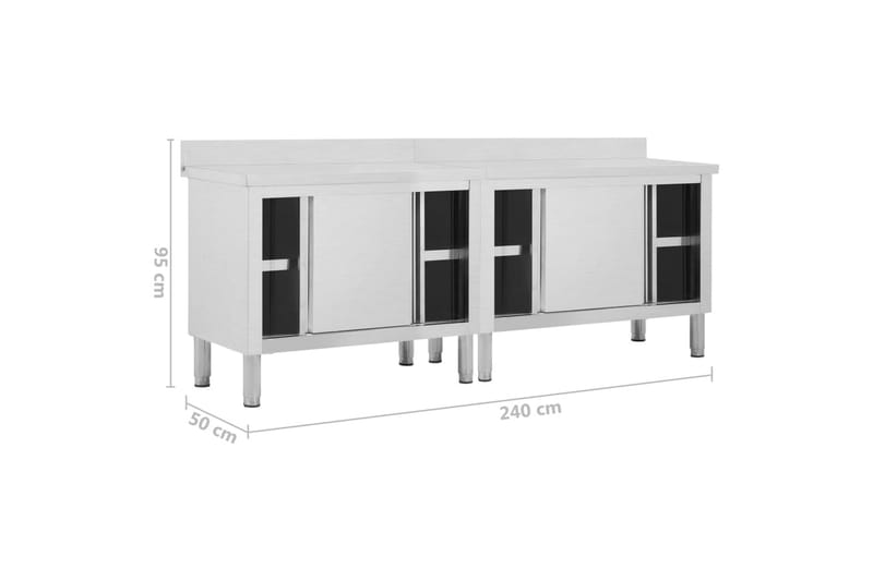 Arbejdsborde Med Skydedøre 2 Stk. 240x50x95 cm Rustfrit Stål - Hus & renovering - Garage & værksted - Garageinteriør & garageopbevaring