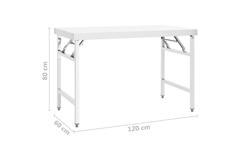 Foldbart arbejdsbord til køkken 120x60x80 cm rustfrit stål - Hus & renovering - Garage & værksted - Garageinteriør & garageopbevaring