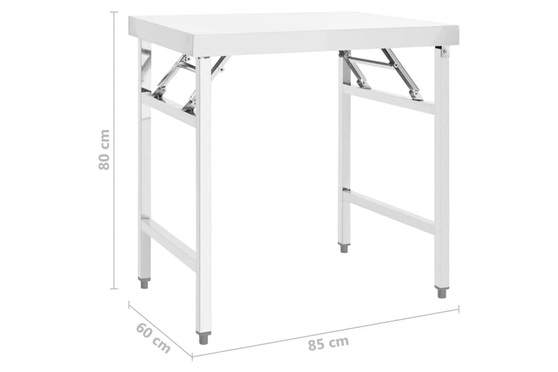 Foldbart arbejdsbord til køkken 85x60x80 cm rustfrit stål - Hus & renovering - Garage & værksted - Garageinteriør & garageopbevaring