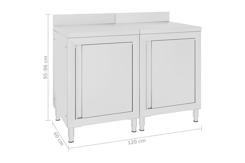 Kommercielt køkkenbord med skab 120x60x96 cm rustfrit stål - Garageinteriør & garageopbevaring - Arbejdsbænk