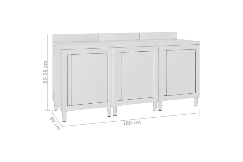 Kommercielt køkkenbord med skab 180x60x96 cm rustfrit stål - Garageinteriør & garageopbevaring - Arbejdsbænk