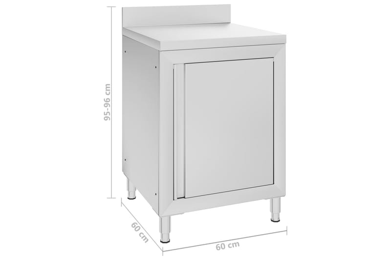 kommercielt køkkenbord med skab 60x60x96 cm rustfrit stål - Hus & renovering - Garage & værksted - Garageinteriør & garageopbevaring
