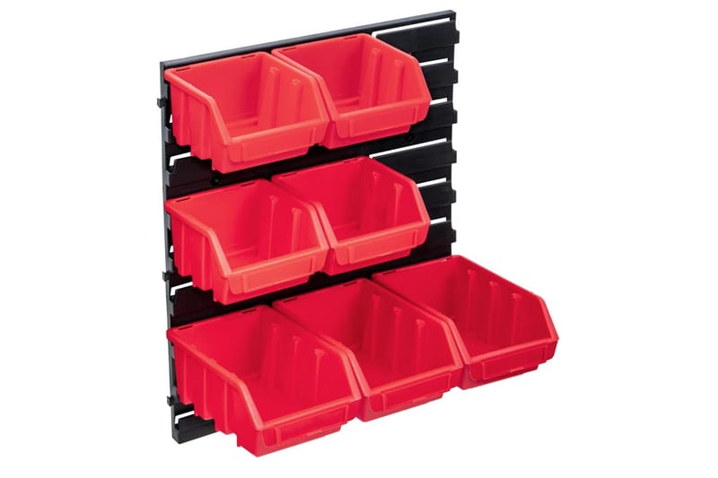opbevaringssæt med vægpaneler 8 dele rød og sort - Rød - Garageinteriør & garageopbevaring - Sortimentkasse