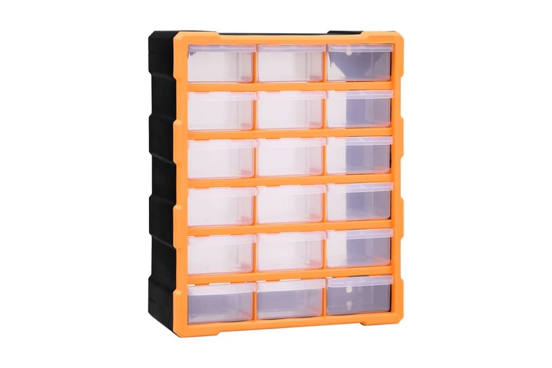 skuffereol med 18 skuffer 38x16x47 cm - Orange - Hus & renovering - Garage & værksted - Garageinteriør & garageopbevaring