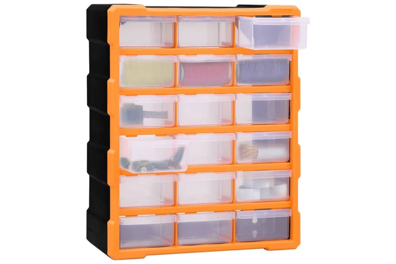 skuffereol med 18 skuffer 38x16x47 cm - Orange - Hus & renovering - Garage & værksted - Garageinteriør & garageopbevaring