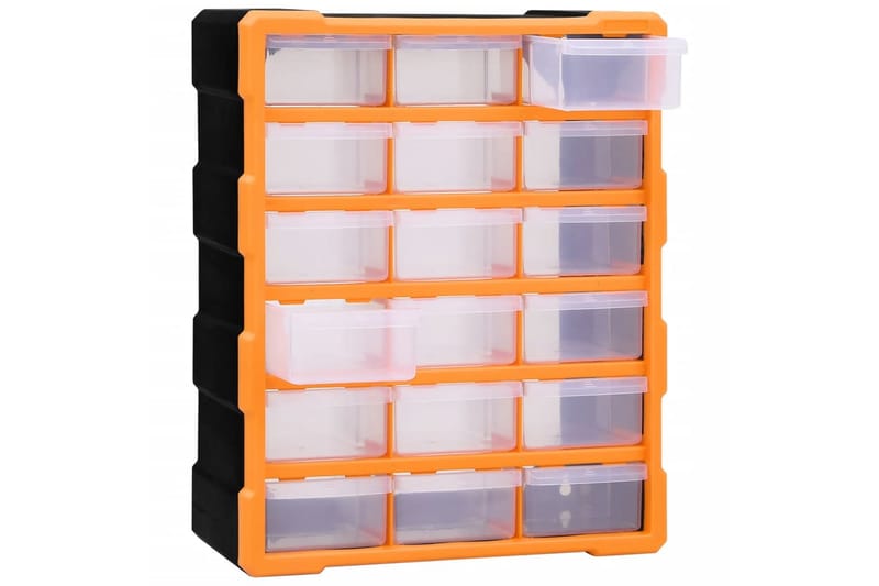 skuffereol med 18 skuffer 38x16x47 cm - Orange - Hus & renovering - Garage & værksted - Garageinteriør & garageopbevaring