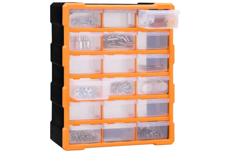 skuffereol med 18 skuffer 38x16x47 cm - Orange - Hus & renovering - Garage & værksted - Garageinteriør & garageopbevaring