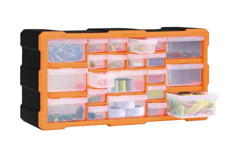 Skuffereol Med 22 Skuffer 49X16X25,5 cm - Orange - Hus & renovering - Garage & værksted - Garageinteriør & garageopbevaring
