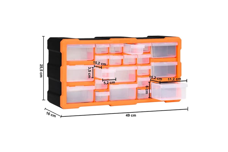 Skuffereol Med 22 Skuffer 49X16X25,5 cm - Orange - Hus & renovering - Garage & værksted - Garageinteriør & garageopbevaring