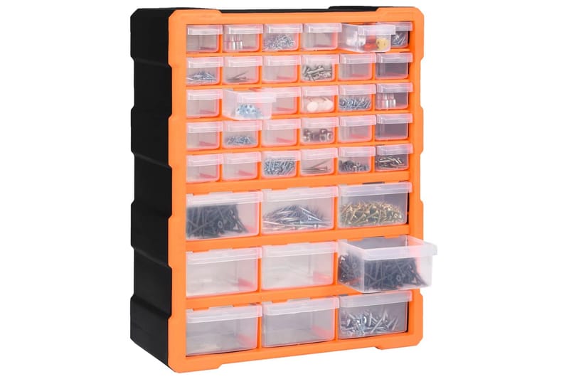 Skuffereol Med 39 Skuffer 38X16X47 cm - Orange - Hus & renovering - Garage & værksted - Garageinteriør & garageopbevaring