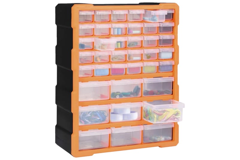 Skuffereol Med 39 Skuffer 38X16X47 cm - Orange - Hus & renovering - Garage & værksted - Garageinteriør & garageopbevaring