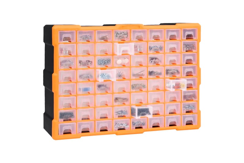 Skuffereol Med 64 Skuffer 52X16X37,5 cm - Orange - Hus & renovering - Garage & værksted - Garageinteriør & garageopbevaring