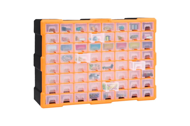 Skuffereol Med 64 Skuffer 52X16X37,5 cm - Orange - Hus & renovering - Garage & værksted - Garageinteriør & garageopbevaring