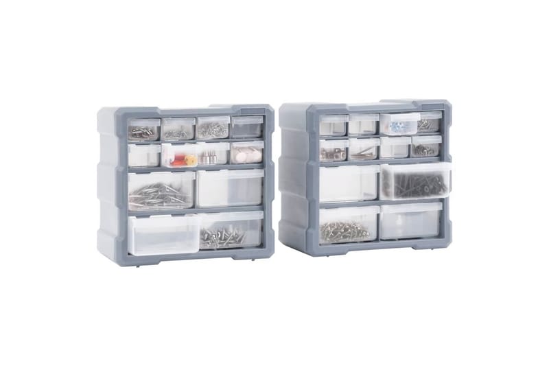 Skuffereoler Med 12 Skuffer 2 Stk. 26,5X16X26 cm - Grå - Hus & renovering - Garage & værksted - Garageinteriør & garageopbevaring