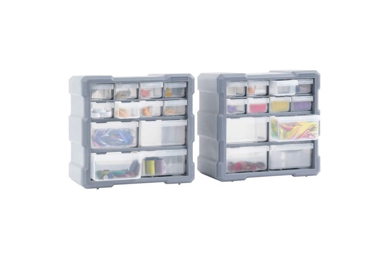 Skuffereoler Med 12 Skuffer 2 Stk. 26,5X16X26 cm - Grå - Hus & renovering - Garage & værksted - Garageinteriør & garageopbevaring