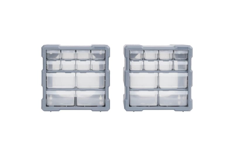 Skuffereoler Med 12 Skuffer 2 Stk. 26,5X16X26 cm - Grå - Hus & renovering - Garage & værksted - Garageinteriør & garageopbevaring
