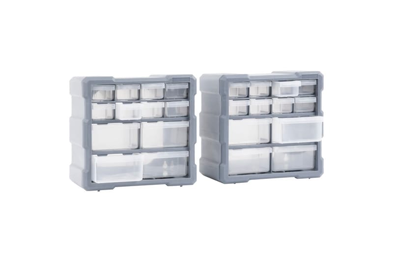 Skuffereoler Med 12 Skuffer 2 Stk. 26,5X16X26 cm - Grå - Hus & renovering - Garage & værksted - Garageinteriør & garageopbevaring