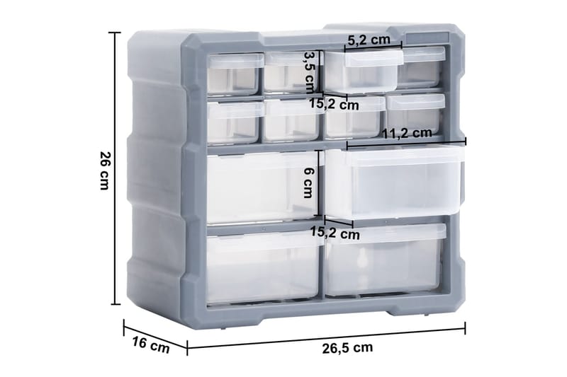 Skuffereoler Med 12 Skuffer 2 Stk. 26,5X16X26 cm - Grå - Hus & renovering - Garage & værksted - Garageinteriør & garageopbevaring