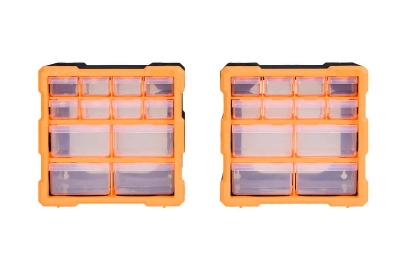 Skuffereoler Med 12 Skuffer 2 Stk. 26,5X16X26 cm - Orange - Hus & renovering - Garage & værksted - Garageinteriør & garageopbevaring