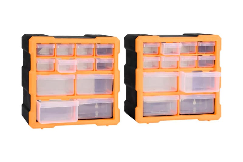 Skuffereoler Med 12 Skuffer 2 Stk. 26,5X16X26 cm - Orange - Hus & renovering - Garage & værksted - Garageinteriør & garageopbevaring