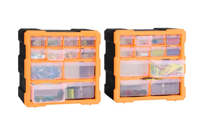 Skuffereoler Med 12 Skuffer 2 Stk. 26,5X16X26 cm - Orange - Hus & renovering - Garage & værksted - Garageinteriør & garageopbevaring