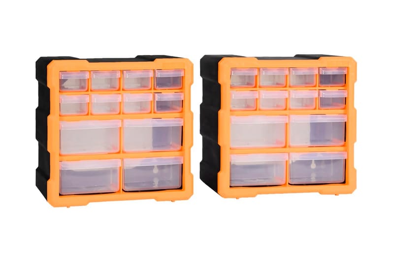 Skuffereoler Med 12 Skuffer 2 Stk. 26,5X16X26 cm - Orange - Hus & renovering - Garage & værksted - Garageinteriør & garageopbevaring