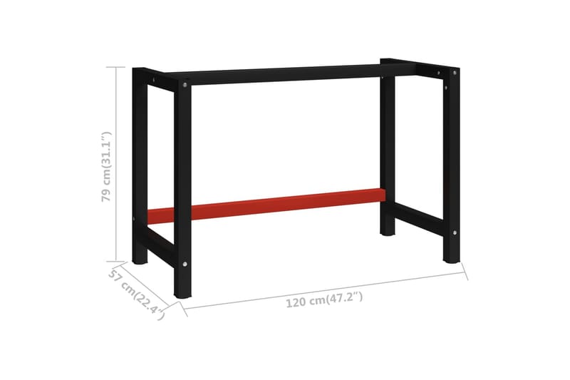 Stel til arbejdsbænk 120x57x79 cm metal sort og rød - Sort - Hus & renovering - Garage & værksted - Garageinteriør & garageopbevaring