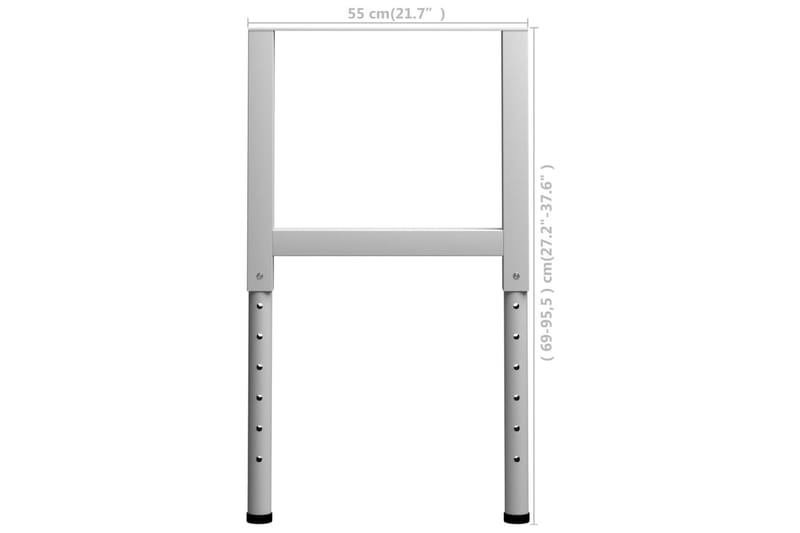 Stel til arbejdsbænk 2 stk. 55x(69-95,5) cm metal grå - Grå - Hus & renovering - Garage & værksted - Garageinteriør & garageopbevaring
