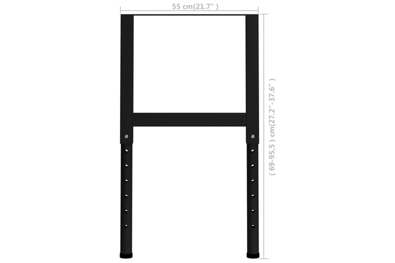 Stel til arbejdsbænk 2 stk. 55x(69-95,5) cm metal sort - Sort - Hus & renovering - Garage & værksted - Garageinteriør & garageopbevaring