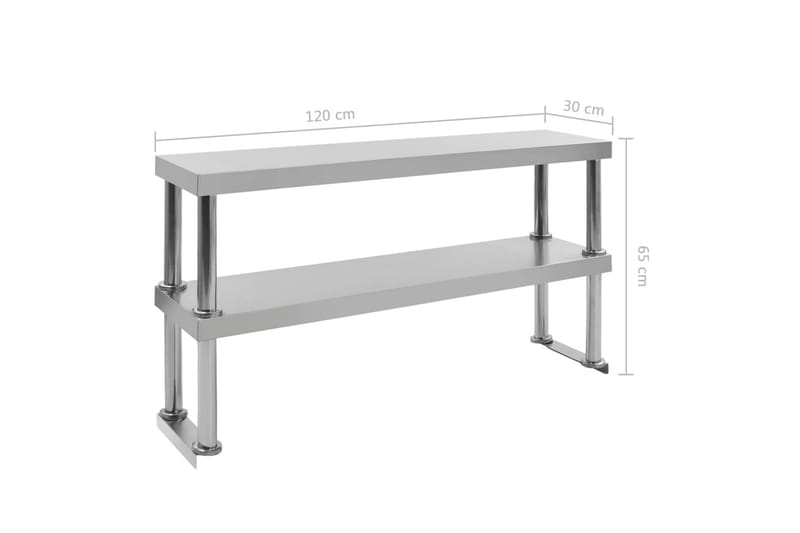 Tophylde I 2 Niveauer Til Arbejdsbord 120x30x65 cm Rustfrit - Garageinteriør & garageopbevaring - Arbejdsbænk