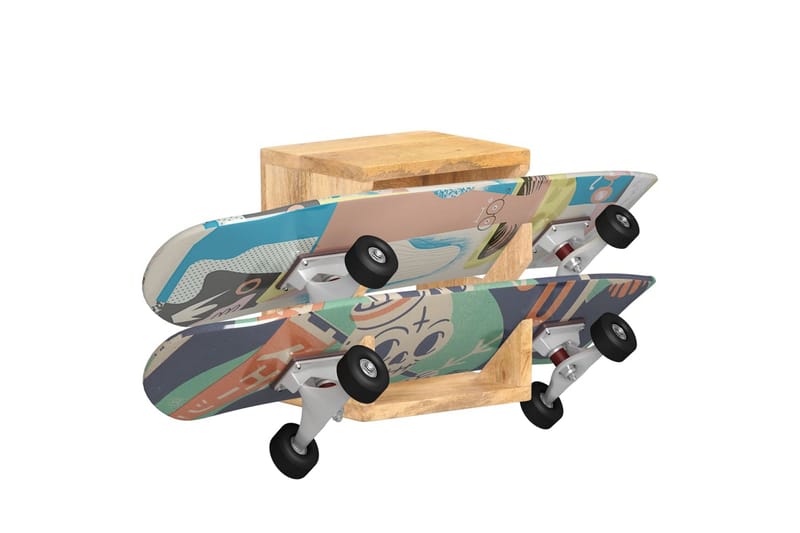 Væghængt skateboardstativ 25x20x30 cm massivt mangotræ - Hus & renovering - Garage & værksted - Garageinteriør & garageopbevaring