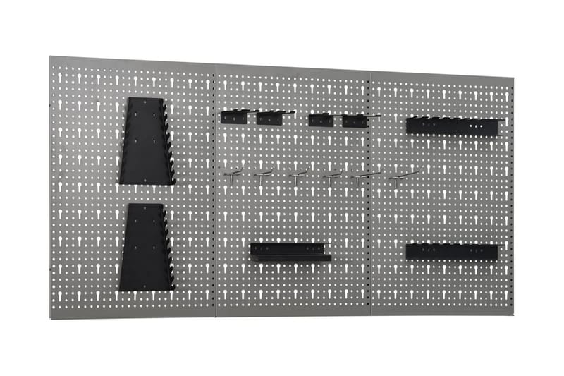 vægmonterede værktøjspaneler 3 stk. 40x58 cm stål - Grå - Hus & renovering - Garage & værksted - Garageinteriør & garageopbevaring