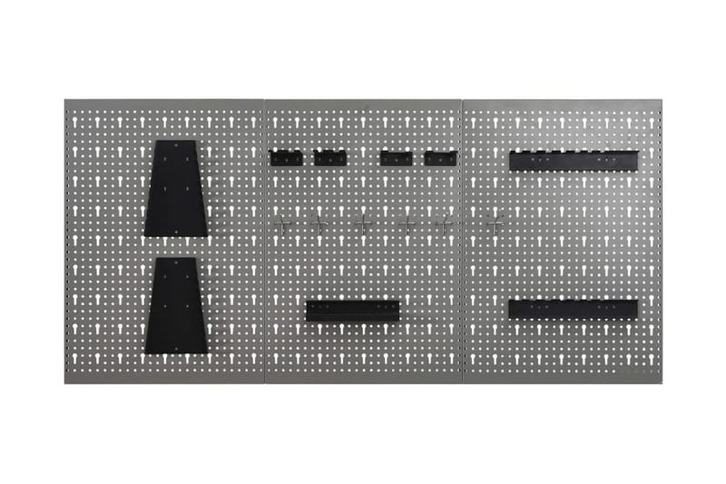 vægmonterede værktøjspaneler 3 stk. 40x58 cm stål - Grå - Hus & renovering - Garage & værksted - Garageinteriør & garageopbevaring