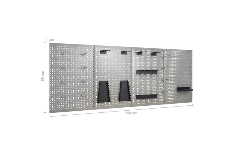 vægmonterede værktøjspaneler 4 stk. 40x58 cm stål - Grå - Hus & renovering - Garage & værksted - Garageinteriør & garageopbevaring