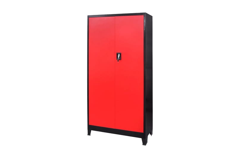Værktøjsskab Med 2 Låger I Stål 90 X 40 X 180 Cm Sort Og Rød - Flerfarvet - Hus & renovering - Garage & værksted - Garageinteriør & garageopbevaring - Redskabsholder