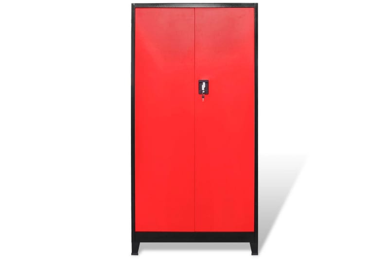 Værktøjsskab Med 2 Låger I Stål 90 X 40 X 180 Cm Sort Og Rød - Flerfarvet - Hus & renovering - Garage & værksted - Garageinteriør & garageopbevaring - Redskabsholder
